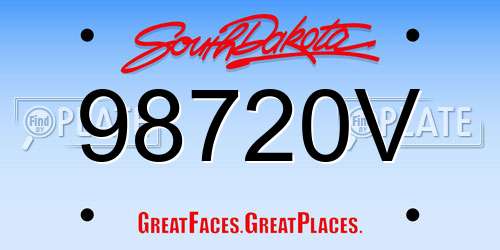 98720V South Dakota License Plate
