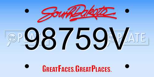 98759V South Dakota License Plate