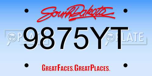 9875YT South Dakota License Plate