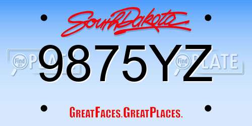 9875YZ South Dakota License Plate