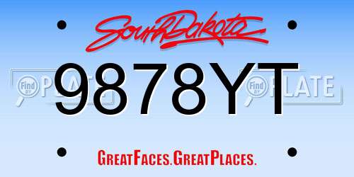 9878YT South Dakota License Plate