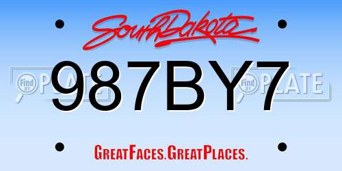 987BY7 South Dakota License Plate