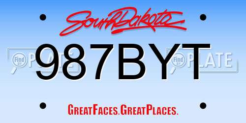987BYT South Dakota License Plate