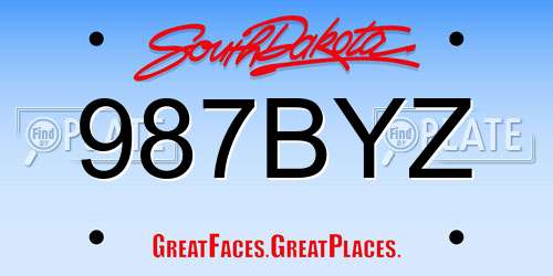 987BYZ South Dakota License Plate