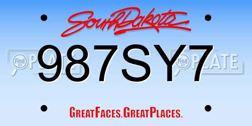 987SY7 South Dakota License Plate