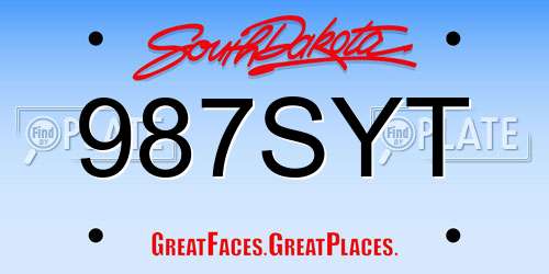 987SYT South Dakota License Plate
