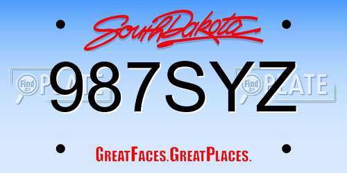 987SYZ South Dakota License Plate