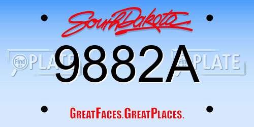 9882A South Dakota License Plate