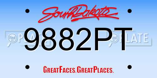 9882PT South Dakota License Plate