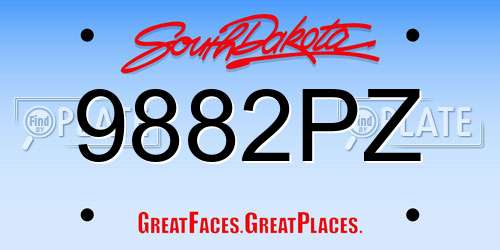 9882PZ South Dakota License Plate