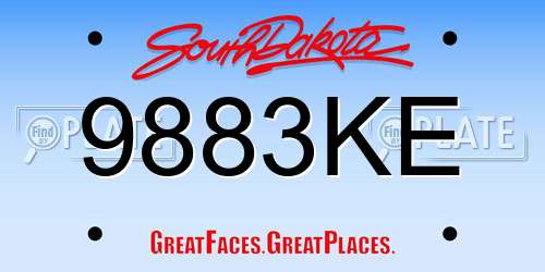 9883KE South Dakota License Plate