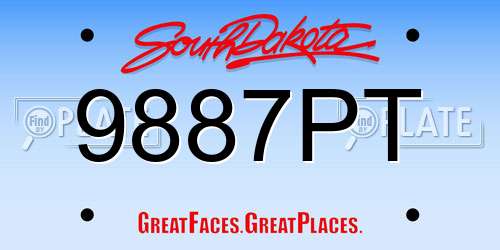 9887PT South Dakota License Plate