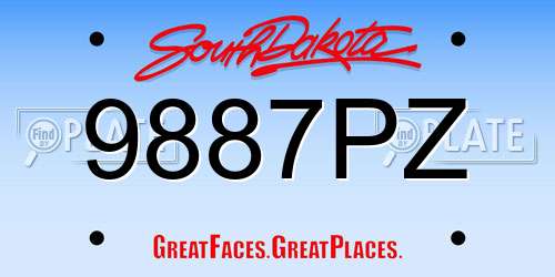 9887PZ South Dakota License Plate