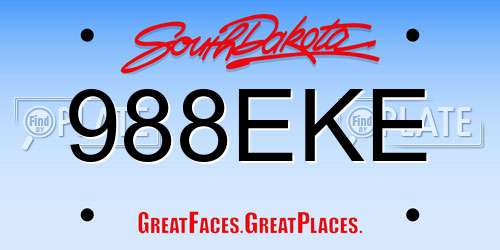 988EKE South Dakota License Plate
