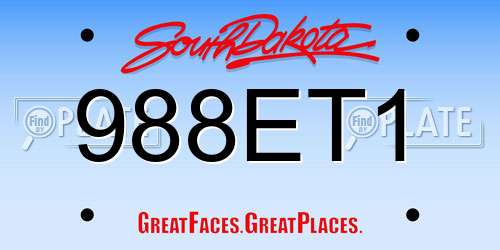 988ET1 South Dakota License Plate
