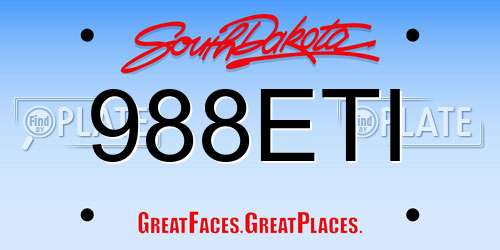 988ETI South Dakota License Plate