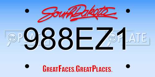 988EZ1 South Dakota License Plate