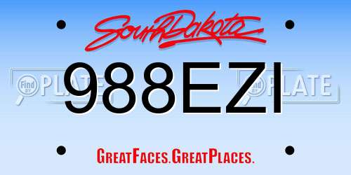 988EZI South Dakota License Plate