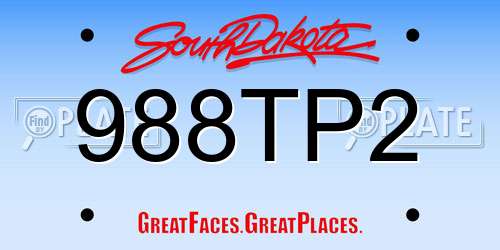 988TP2 South Dakota License Plate