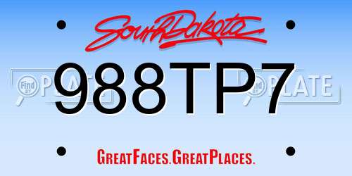 988TP7 South Dakota License Plate