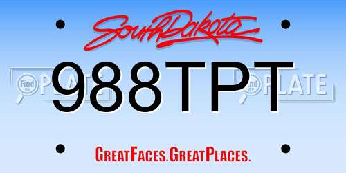988TPT South Dakota License Plate