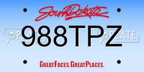 988TPZ South Dakota License Plate
