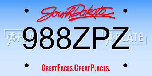 988ZPZ South Dakota License Plate