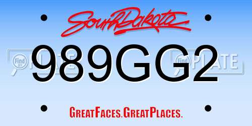 989GG2 South Dakota License Plate