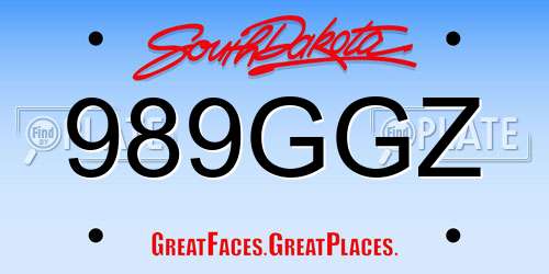 989GGZ South Dakota License Plate