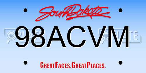 98ACVM South Dakota License Plate