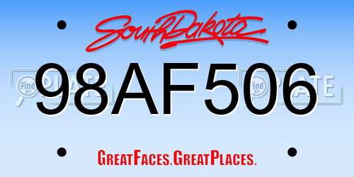 98AF506 South Dakota License Plate