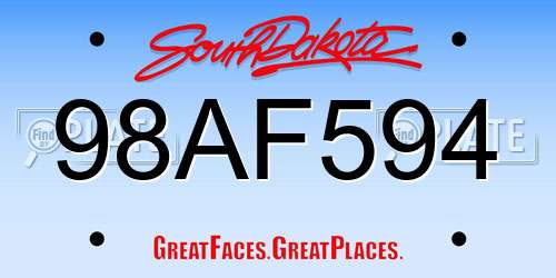 98AF594 South Dakota License Plate