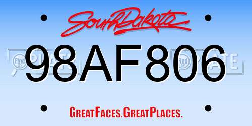 98AF806 South Dakota License Plate