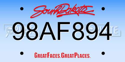98AF894 South Dakota License Plate