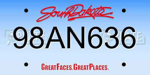 98AN636 South Dakota License Plate