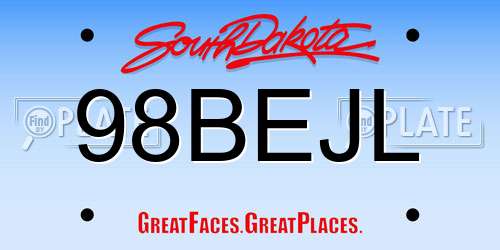 98BEJL South Dakota License Plate
