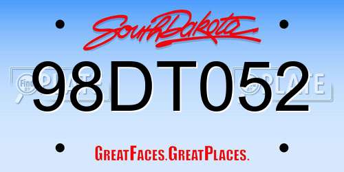 98DT052 South Dakota License Plate