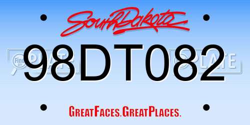 98DT082 South Dakota License Plate