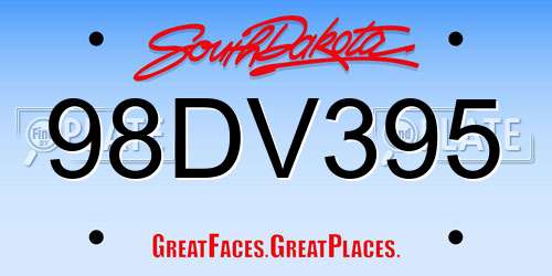 98DV395 South Dakota License Plate