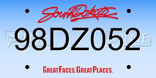 98DZ052 South Dakota License Plate