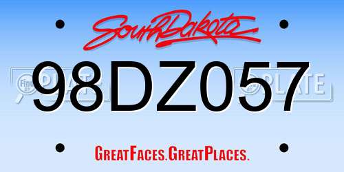 98DZ057 South Dakota License Plate