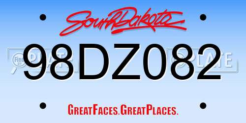 98DZ082 South Dakota License Plate