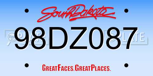 98DZ087 South Dakota License Plate