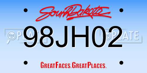 98JH02 South Dakota License Plate