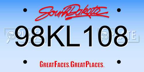 98KL108 South Dakota License Plate