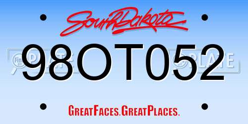98OT052 South Dakota License Plate