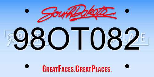 98OT082 South Dakota License Plate