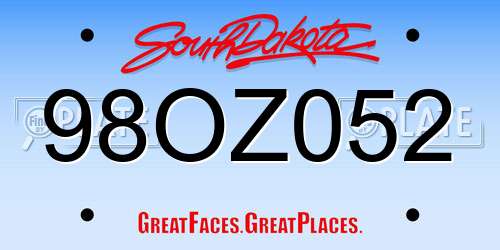 98OZ052 South Dakota License Plate