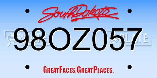 98OZ057 South Dakota License Plate