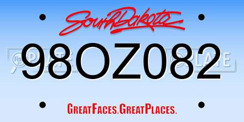 98OZ082 South Dakota License Plate